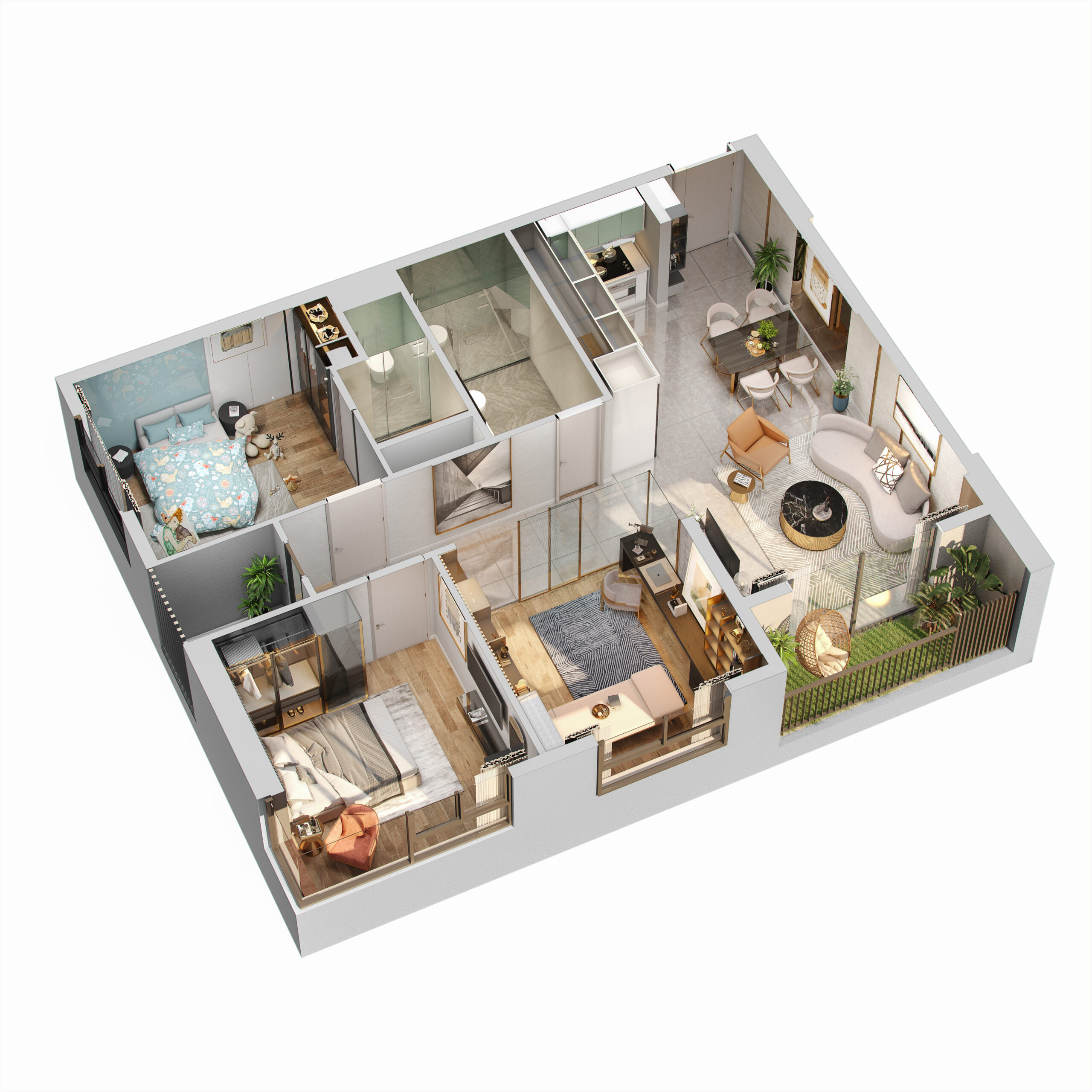 Thiết kế căn hộ3 phòng ngủ của C-River View Bình Dương